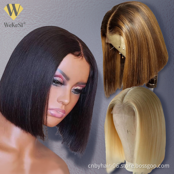 WeKeSi Bob Wigs Human Hair Lace Front, Blonde Bob 613 Lace Front Wig Virgin Human Hair,Kinky Curly Short Bob Wig